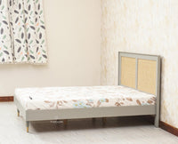 Boston Solid Wood Rattan Cane Queen Size Bed - Queen Size Bed - Furniselan Cool-Grey