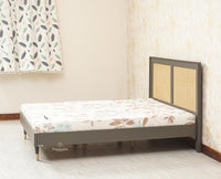 Boston Solid Wood Rattan Cane Queen Size Bed - Queen Size Bed - Furniselan Slate-Grey 