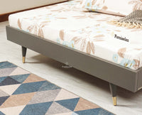 Boston Solid Wood Rattan Cane Queen Size Bed - Queen Size Bed - Furniselan Slate-Grey 