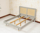 Boston Solid Wood Rattan Cane Queen Size Bed - Queen Size Bed - Furniselan Cool-Grey
