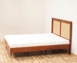 Boston Solid Wood Rattan Cane Queen Size Bed Furniselan Brown-Finish