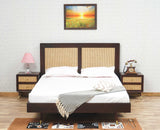 Boston Solid Wood Rattan Cane Queen Size Bed