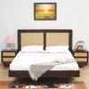 Boston Solid Wood Rattan Cane Queen Size Bed Furniselan Grey-Finish