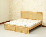 Boston Solid Wood Rattan Cane Queen Size Bed Furniselan natural finish