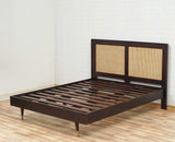 Boston Solid Wood Rattan Cane Queen Size Bed Furniselan Grey-Finish