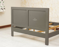 Boston Solid Wood Rattan Cane Queen Size Bed - Queen Size Bed - Furniselan Slate-Grey 