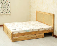 Boston Solid Wood Rattan Cane Queen Size Bed With Storage Drawers Furniselan natural finish