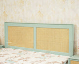 Boston Solid Wood Rattan Cane Queen Size Bed With Storage Drawers - Queen Size Bed - Furniselan Silt-Green