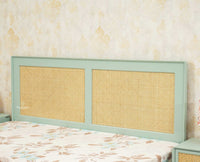 Boston Solid Wood Rattan Cane Queen Size Bed With Storage Drawers - Queen Size Bed - Furniselan Silt-Green