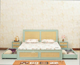 Boston Solid Wood Rattan Cane King Size Bed With Storage Drawers
