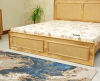 Boston Solid Wood Rattan Cane Queen Size Bed With Storage Drawers Furniselan natural finish