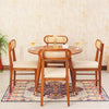 Boston Solid Wood Rattan Cane Round Dining Table Four Seater Set - Dining Set - Furniselan Brown-Finish