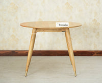 Boston Solid Wood Rattan Cane Round Dining Table Four Seater Set - Dining Set - Furniselan Natural Finish