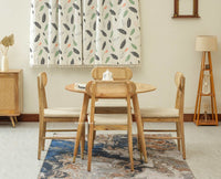 Boston Solid Wood Rattan Cane Round Dining Table Four Seater Set - Dining Set - Furniselan Natural Finish