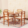 Boston Solid Wood Rattan Cane Round Dining Table Four Seater Set - Dining Set - Furniselan Brown-Finish