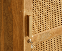 Boston Solid Wood Rattan Cane Single Door Wardrobe - Wardrobes & Cabinets - Furniselan-Natural Finish
