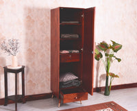 Boston Solid Wood Rattan Cane Single Door Wardrobe - Wardrobes & Cabinets - Furniselan - Brown-Finish