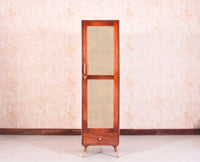 Boston Solid Wood Rattan Cane Single Door Wardrobe - Wardrobes & Cabinets - Furniselan - Brown-Finish