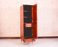 Boston Solid Wood Rattan Cane Single Door Wardrobe - Wardrobes & Cabinets - Furniselan-Brown-Finish