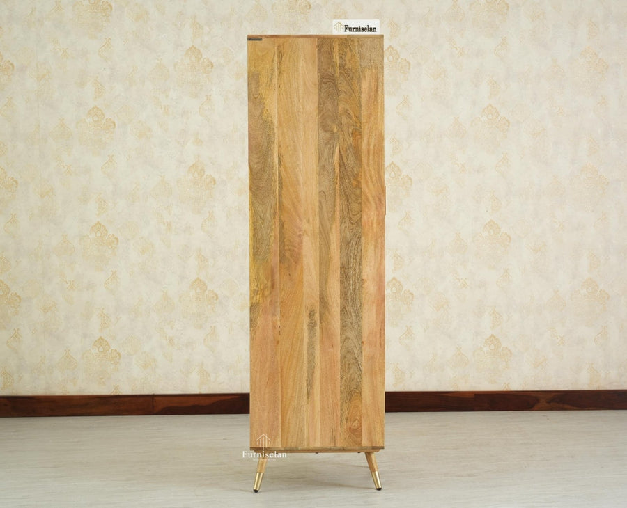 Boston Solid Wood Rattan Cane Single Door Wardrobe - Wardrobes & Cabinets - Furniselan-Natural Finish