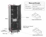 Boston Solid Wood Rattan Cane Single Door Wardrobe - Wardrobes & Cabinets - Furniselan-Grey-Finish