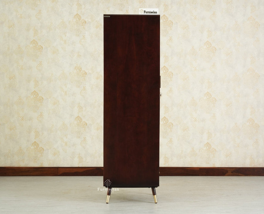 Boston Solid Wood Rattan Cane Single Door Wardrobe - Wardrobes & Cabinets - Furniselan-Grey Finish