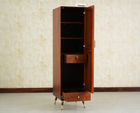 Boston Solid Wood Rattan Cane Single Door Wardrobe - Wardrobes & Cabinets - Furniselan--brown Finish