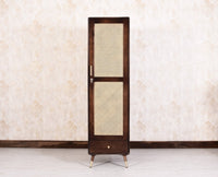 Boston Solid Wood Rattan Cane Single Door Wardrobe - Wardrobes & Cabinets - Furniselan-Grey-Finish
