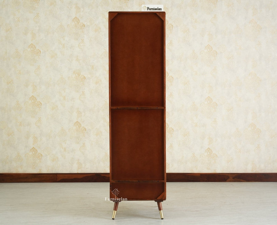Boston Solid Wood Rattan Cane Single Door Wardrobe - Wardrobes & Cabinets - Furniselan--brown Finish