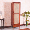 Boston Solid Wood Rattan Cane Single Door Wardrobe - Wardrobes & Cabinets - Furniselan-Brown-Finish
