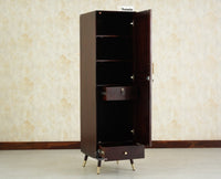 Boston Solid Wood Rattan Cane Single Door Wardrobe - Wardrobes & Cabinets - Furniselan-Grey Finish