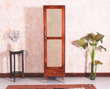 Boston Solid Wood Rattan Cane Single Door Wardrobe