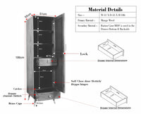 Boston Solid Wood Rattan Cane Single Door Wardrobe - Wardrobes & Cabinets - Furniselan-Natural Finish