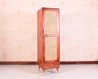 Boston Solid Wood Rattan Cane Single Door Wardrobe - Wardrobes & Cabinets - Furniselan-Brown-Finish