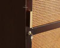 Boston Solid Wood Rattan Cane Single Door Wardrobe - Wardrobes & Cabinets - Furniselan-Grey Finish