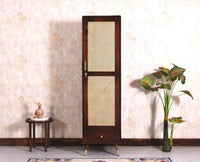 Boston Solid Wood Rattan Cane Single Door Wardrobe - Wardrobes & Cabinets - Furniselan-Grey-Finish