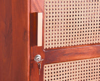 Boston Solid Wood Rattan Cane Single Door Wardrobe - Wardrobes & Cabinets - Furniselan - Brown-Finish
