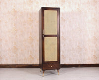 Boston Solid Wood Rattan Cane Single Door Wardrobe - Wardrobes & Cabinets - Furniselan-Grey-Finish