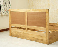 Boston Solid Wood Rattan Cane Storage Box King Size Bed Furniselan natural finish