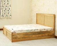 Boston Solid Wood Rattan Cane Storage Box King Size Bed Furniselan natural finish