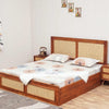 Boston Solid Wood Rattan Cane Storage Box King Size Bed Furniselan    Brown-Finish