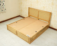 Boston Solid Wood Rattan Cane Storage Box King Size Bed Furniselan natural finish