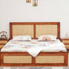 Boston Solid Wood Rattan Cane Storage Box King Size Bed Furniselan    Brown-Finish