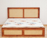 Boston Solid Wood Rattan Cane Storage Box King Size Bed Furniselan    Brown-Finish