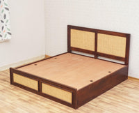 Boston Solid Wood Rattan Cane Storage Box King Size Bed Furniselan   Grey-Finish   