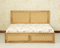 Boston Solid Wood Rattan Cane Storage Box King Size Bed Furniselan natural finish