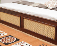 Boston Solid Wood Rattan Cane Storage Box Queen Size Bed Furniselan Grey-Finish