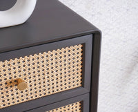 Boston Solid Wood Rattan Cane Tall Chest of Drawer Five Drawer - Chest of Drawer - Furniselan Slate-Grey