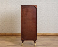Boston Solid Wood Rattan Cane Tall Chest of Drawer Five Drawer Furniselan Grey-Finish