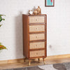 Boston Solid Wood Rattan Cane Tall Chest of Drawer Five Drawer Furniselan Brown-Finish